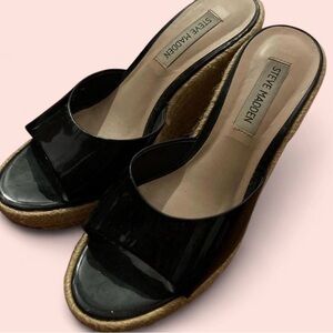 Steve Madden Black Patent Mules